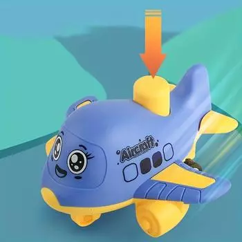 Игрушки для детей в виде маленьких самолетов с инерцией, детские развивающие игрушки, миниатюрные игрушки, детские мультяшные самолеты с инерцией синий