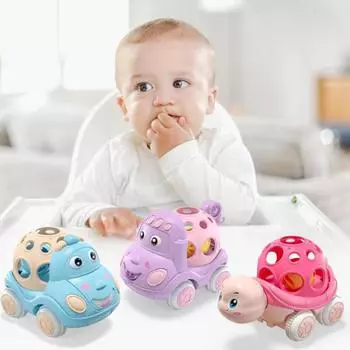 Игрушки для детских машинок для девочек и мальчиков в возрасте 1 года, розовые погремушки, толкающие машинки и движущиеся машинки с фрикционным приводом, мягкие погремушки для малышей, подарки на день рождения