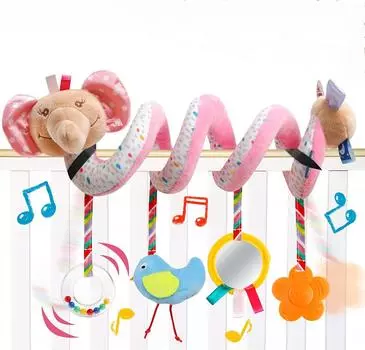 Игрушки для детского автокресла, кроватка, коляска, плюшевые спиральные игрушки для занятий спортом с BB-динамиком и прорезывателем, милый слон, осел, кроватка, подвесная спиральная плюшевая игрушка Elephant