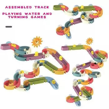 Игрушки для детской ванны Утка DIY Трек Ванна Дети Играют Водные Игры Инструмент Треки Сборка Детей Душ Стена Присоска Набор Игрушка для ванны
