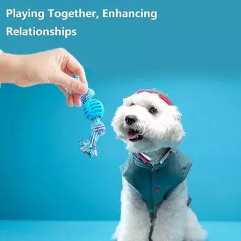 Игрушки для домашних животных, хлопковая веревка, двойной узел, мяч, устойчивый к укусам, игрушка для чистки зубов, мяч, игрушки для домашних животных, которые не кусаются, всплывающие окна Amazon синий