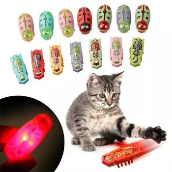 Игрушки для домашних животных, интерактивная мини-электрическая светящаяся игрушка-жук, игрушка для кошек, побег из препятствий, автоматическая флип-игрушка, вибрационный жук на батарейках 01