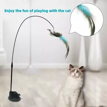 Игрушки для домашних животных Модернизированная эпоксидная присоска Стальная проволока Длинный стержень Перо Кошачья палка Self-Hi Игрушки для кошек