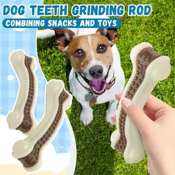 Игрушки для домашних животных, Собаки, Закуски для еды и игр, Игрушки для собак, Коровья кожа, Гнутые кости, Палочки для скрежетания зубами M бежевый