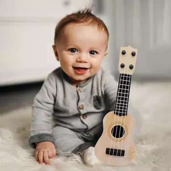 Игрушки для гитары, обучающие игрушки для дошкольников, музыкальные инструменты для малышей коричневый