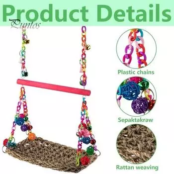 Игрушки для качелей для попугаев, плетеный гамак, коврик для качелей, цветной гамак для попугаев, подставки для клеток для неразлучников, корелл, волнистых попугайчиков розы красного