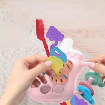 Игрушки для кормления младенцев с ручным мячом Многофункциональные игрушки Монтессори Тяни веревку Манхэттен Граб Мяч для новорожденных синий