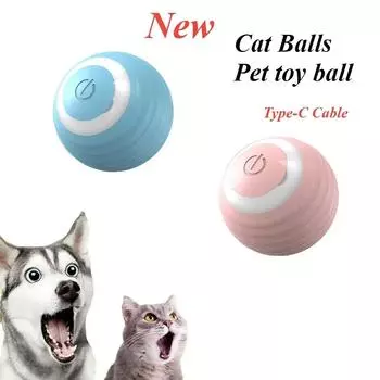 Игрушки для кошек Автоматическое вращение на 360° Песочница Игрушки для домашних животных Товары для животных Катящийся мяч Функция зарядки через USB Аксессуары Главная XS небесно-голубой