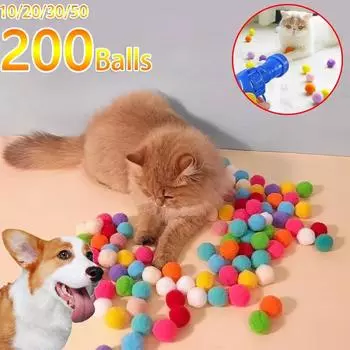 Игрушки для кошек и собак, интерактивная обучающая игрушка с 20 мячами для домашних животных, котят, мини-стрелялки, игры с оружием, эластичные плюшевые мячи, игрушки для домашних животных