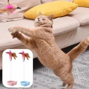 Игрушки для кошек Игрушки-дразнилки для кошек Игрушки-палочки для кошек Ошейник Палочка для кошек Длинная палочка Привлекательная для захвата Многоцелевая игра для снятия давления Интерактивный кот One Size розовый