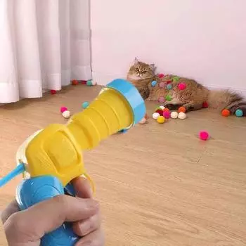 Игрушки для кошек, интерактивная обучающая игрушка для питомца, котенок, креативные мини-стрелялки, игры с оружием, эластичные плюшевые игрушки-мячи, товары для животных