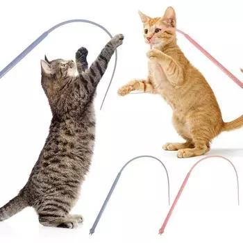 Игрушки для кошек Интерактивные игрушки для кошек Имитация хвоста мыши Силиконовая дразнилка для кошек Игрушка-палочка для взрослых кошек для домашних кошек Товары для охоты на домашних животных розовый