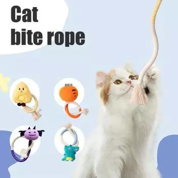 Игрушки для кошек из хлопковой веревки, интерактивная игрушка для чистки зубов, жевательная игрушка с кошачьей мятой, устойчивая к укусам, плюшевые фигурки, игрушка-веревка для домашних кошек A