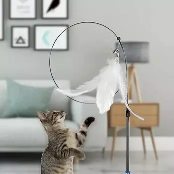 Игрушки для кошек, перо, палочка, товары для животных, автоматическая, прочная, игрушка для кошек, присоска, аксессуары для кошек, забавные сменные аксессуары, съемные интерактивные украшения чёрный