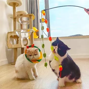 Игрушки для кошек с кисточкой, прочные, устойчивые к укусам, мягкие, интерактивные, дразнящие игрушки для кошек с колокольчиком для котят, маленьких кошек