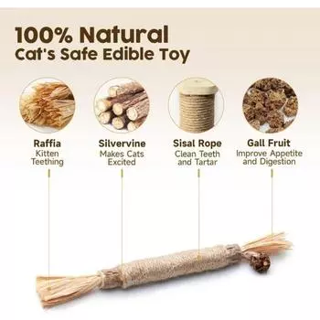 Игрушки для кошек Silvervine Chew Stick Kitten Treat Catnip Toy Kitty Natural Stuff с кошачьей мятой для чистки зубов в помещении