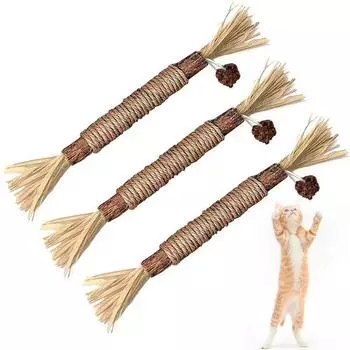 Игрушки для кошек Silvervine Chew Stick Polygonum Kitty Raffia Grass Зоотовары Чистящая палочка для зубов Pet Bite Игрушка для кошек Пеньковая веревка