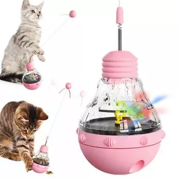 Игрушки для кошек, скользящий мигающий мяч, балансир с собственным весом, игрушка-неваляшка, протекающий дозатор еды, игрушка-котик, перышко, игрушка для котят, товары для животных бирюзовый