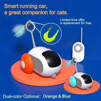Игрушки для кошек, Умная машина с дистанционным управлением, Электрическая дразнилка для кошек, Машинка для самостоятельного развлечения домашних животных, Товары для кошек, Автоматические игрушки для кошек оранжевый