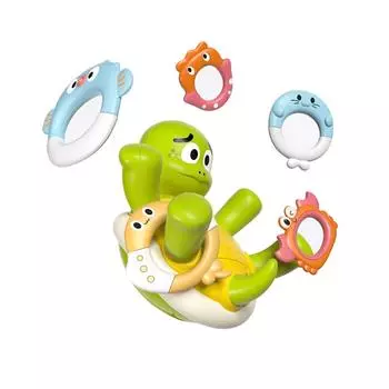 Игрушки для купания малышей Игрушки для купания для детей Перезаряжаемая плавающая черепаха Игрушка для купания с 5 кольцами Игрушка-спрей для ванны для детских игрушек