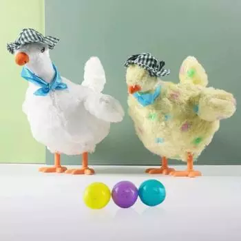Игрушки для кур, несущих яйца, со звуковой музыкой, электрическая сумасшедшая плюшевая кукла-курица, милая игрушка-курица, несущая яйца, мягкая игрушка для детей жёлтый