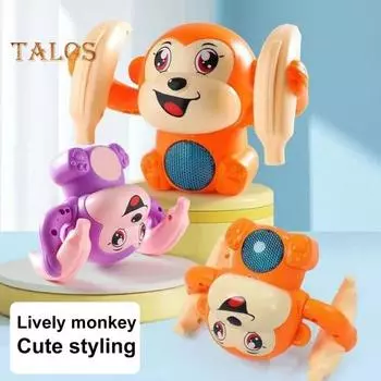 Игрушки для малышей Игрушка для ползания обезьянки Обучающая электрическая игрушка-обезьянка со светящимися звуками Режим голосового управления Интерактивная сенсорная игрушка для синий