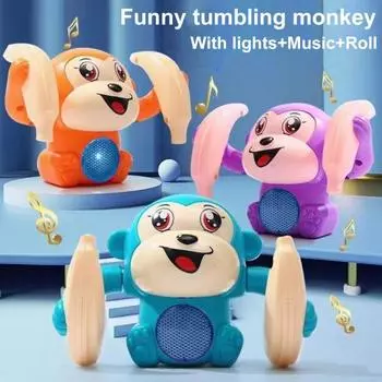 Игрушки для малышей Игрушка для ползания обезьянки Обучающая электрическая игрушка-обезьянка с подсветкой и звуками Режим голосового управления Интерактивная сенсорная игрушка синий