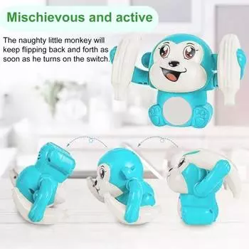 Игрушки для малышей Игрушка для ползания обезьянки Обучающая электрическая игрушка-обезьянка с подсветкой и звуками Режим голосового управления Интерактивная сенсорная игрушка синий