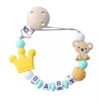 Игрушки для малышей Веревка против падения Игрушка против потери Держатель для соски Цепочка для соски Зажим для пустышки Зажим для пустышки жёлтый