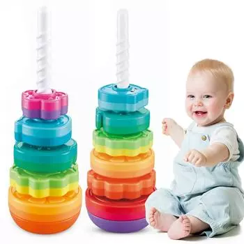 Игрушки для малышей, вращающиеся игрушки, складывающиеся в стопку, обучающие сенсорные игрушки для мальчиков и девочек 14 inches