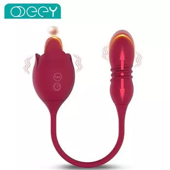 Игрушки для облизывания языка Роза Телескопический дилдо Вибратор Клитор Вагина Женский мастурбатор 20 режимов Эротика Взрослая секс-игрушка для женщин Товары Red no box