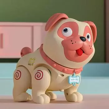 Игрушки для обучения лазанию для малышей 1 шт., детский электрический спрей, пукающий мопс, свет, музыка, имитация домашних животных коричневый