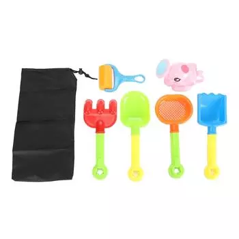 Игрушки для пляжного песка для детей, малышей, пластиковый сито для песка, грабли, лопаты, набор с сетчатым мешком для лета