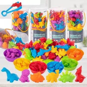 Игрушки для подсчета животных, игра «Ставка в миску», игра «Сочетание цветов», «Разделение игрушек по математике»