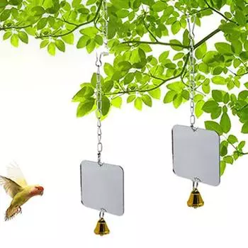 Игрушки для попугаев Зеркало для птиц с металлическим колокольчиком для попугаев Клетка для попугаев Корелла Декоративная подвеска Аксессуары для птиц Товары для животных