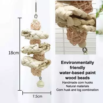 Игрушки для попугаев, жевательные игрушки для птиц, кукурузная шелуха, цветные деревянные бусины, игрушки для развлечений для маленьких и средних попугаев, товары для животных