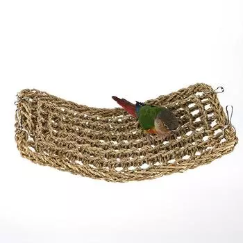 Игрушки для попугая, сетка для травы, лестница для восхождения, рамка для лазанья с птицами, лестница для восхождения на попугая, игрушки для птиц, качели, подвесное кольцо Small 19*40cm (long and tall) дубильная кора