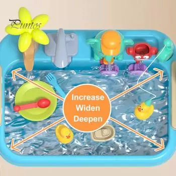 Игрушки для посудомоечной машины для детей и малышей, кухонная раковина, игрушечный набор с водной горкой, магнитная рыбалка, ролевые игры, посудомоечная машина, водный бассейн, плавающий розовый