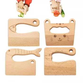 Игрушки для приготовления пищи для малышей, деревянный нож для кошек, рыб, измельчитель фруктов и овощей, кухонные безопасные ножи, игрушки, обучающие инструменты Монтессори
