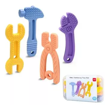 Игрушки для прорезывания зубов 0–6 месяцев 6–12 месяцев — успокаивают десны у детей — силикон без бисфенола А — 4 упаковки Length: 12.7*5.33cm