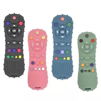 Игрушки для прорезывания зубов с дистанционным управлением в форме силиконовой палочки для моляров, жевательные игрушки для младенцев от 3 месяцев светло-зеленый