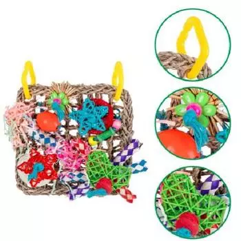 Игрушки для птиц, коврик-гамак для скалолазания с красочными жевательными игрушками, подходит для неразлучников, зябликов, попугаев, волнистых попугайчиков, Conure Cockatiel