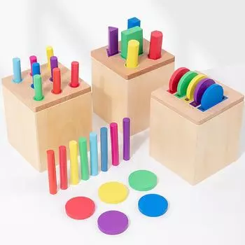 Игрушки для раннего развития Деревянные детские палочки, монеты, сортировочная коробка, развивающая зрительно-моторную координацию, забавная головоломка One Size
