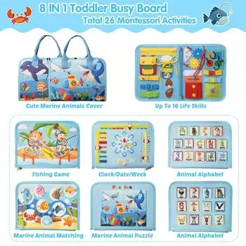 Игрушки для раннего развития детей, одевание, шнуровка обуви, детская бизиборд. One Size синий