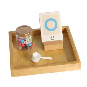 Игрушки для распознавания цвета, банка со звездами, сортировка, сопоставление, деревянная ложка Монтессори для возраста 3–4 года Without tray