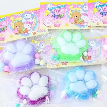 Игрушки для сдавливания кошачьих лапок Kawaii Cute Медленно отскакивающая декомпрессионная игрушка Детские счастливые сенсорные игрушки Подарок на день рождения Украшение для дома жёлтый