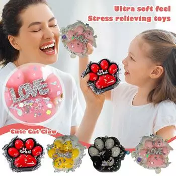 Игрушки для снятия стресса с блестками для кошек Новые DIY Pinch Happy Decompression Toys One Size