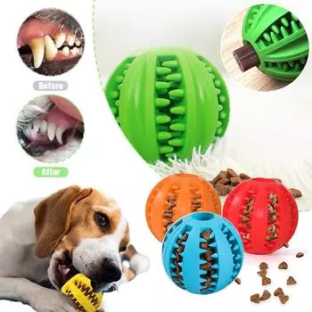 Игрушки для собак из натурального каучука, жевательные игрушки для собак, мяч для чистки зубов, сверхпрочный интерактивный эластичный мяч 5 см для товаров для домашних животных Diameter 5cm зелёный