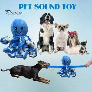 Игрушки для собак «Пискливый осьминог», интерактивная мягкая игрушка для жевания в виде осьминога для агрессивных любителей жевать, мягкая плюшевая игрушка для собак для маленьких, средних и больших собак синий