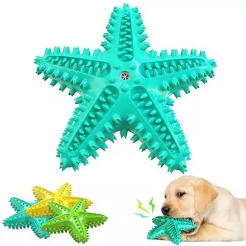 Игрушки для собак-скрипа Звездообразная зубная щетка для моляров для маленьких и больших собак Домашние щенки Кошки Жевать устойчивую к укусам игрушку Чихуахуа Чистка зубов Товары для французского бульдога жёлтый